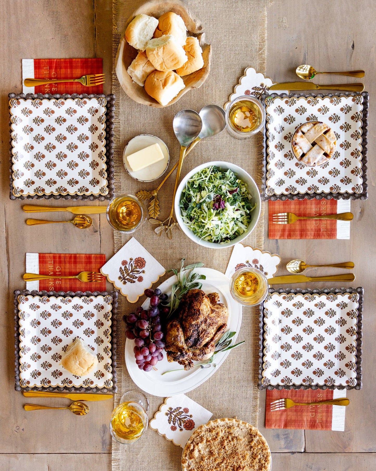 Give Thanks Floral Cocktail Napkin - Jennie Dots