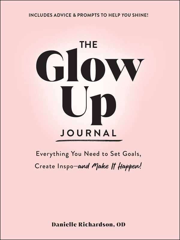 Glow Up Journal cover by Danielle Richardson in pink with motivational text.