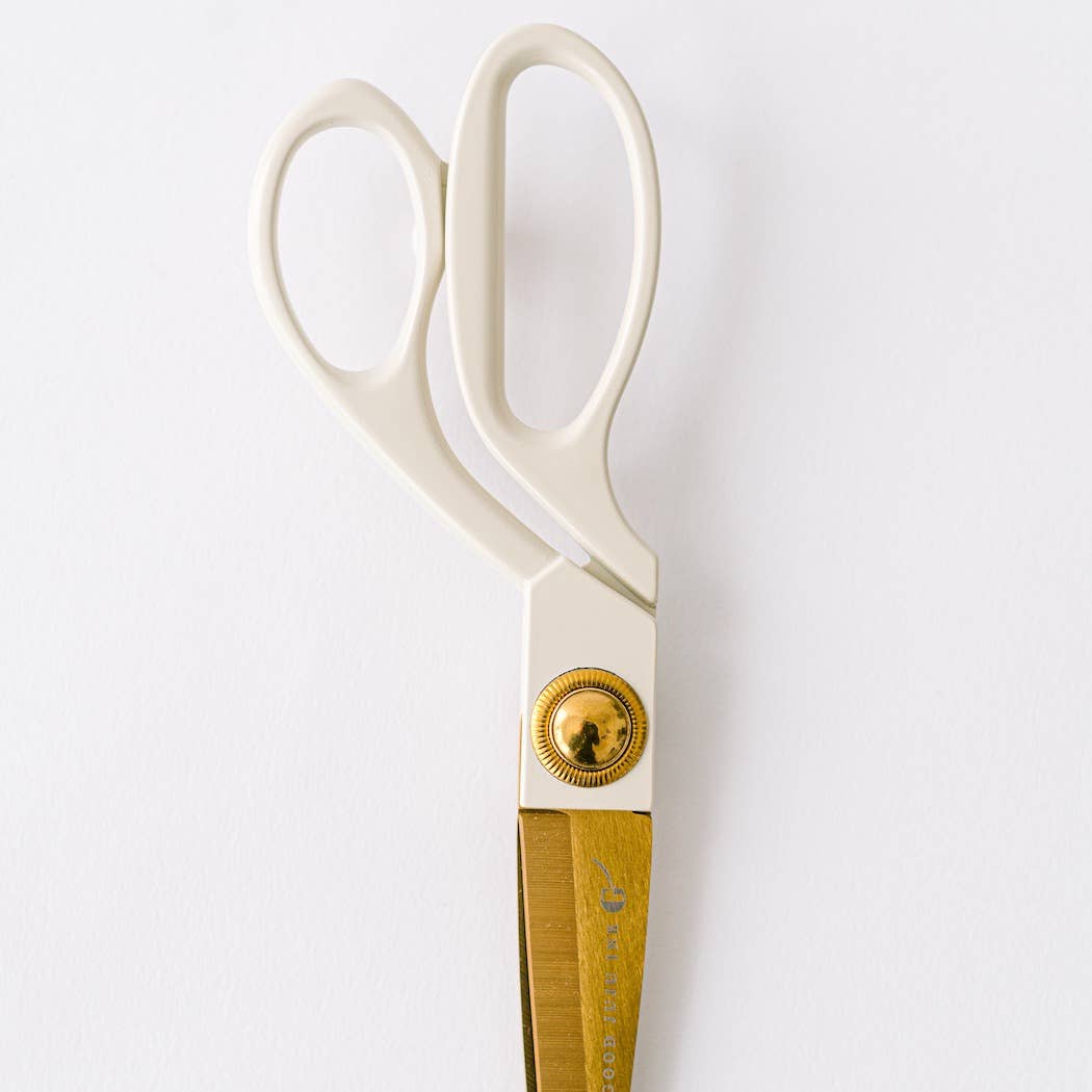 Good Juju Ink - Ivory and Gold Heirloom Scissors with Case - Sage Green - Jennie Dots