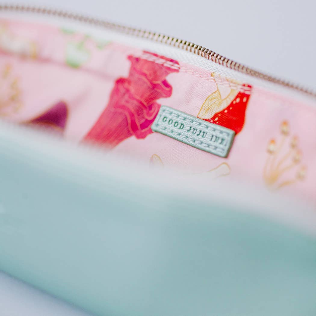 Good Juju Ink - Luxe Slim Pencil Pouch - Metallic Seafoam Green - Jennie Dots