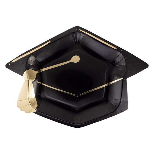Graduation cap shaped paper plate for party snacks.