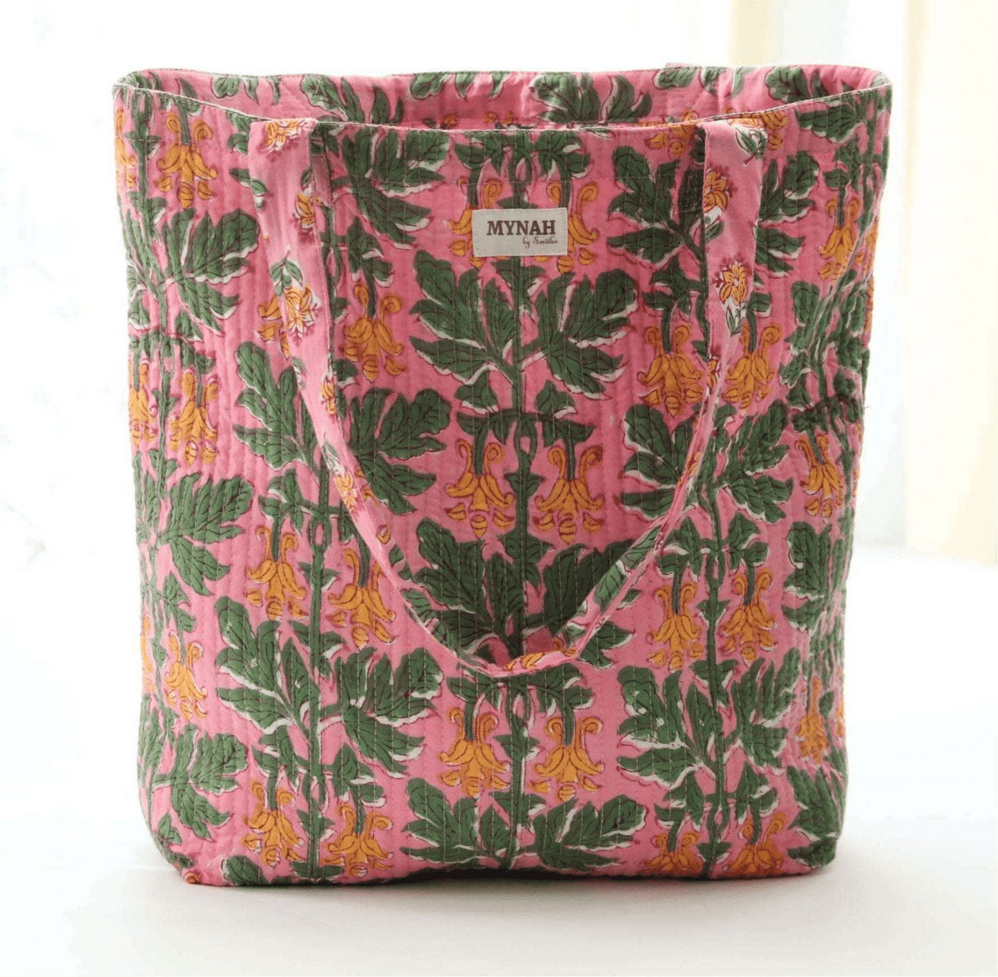 Handmade Bubblegum Forest Floral Print Reversible tote Bag - Jennie Dots