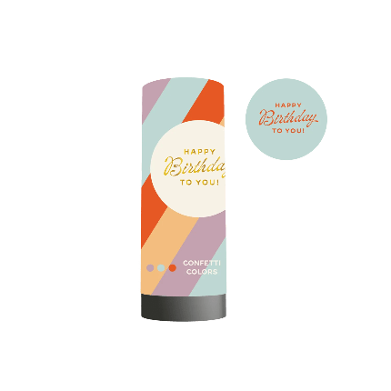 Happy Birthday Confetti Popper with gold foil and colorful biodegradable confetti.