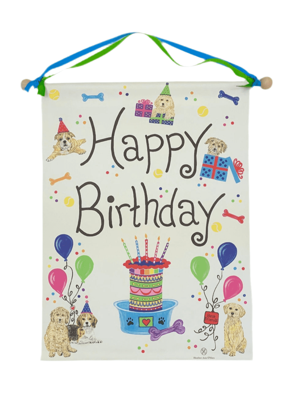 Happy Birthday Dog Banner - Jennie Dots