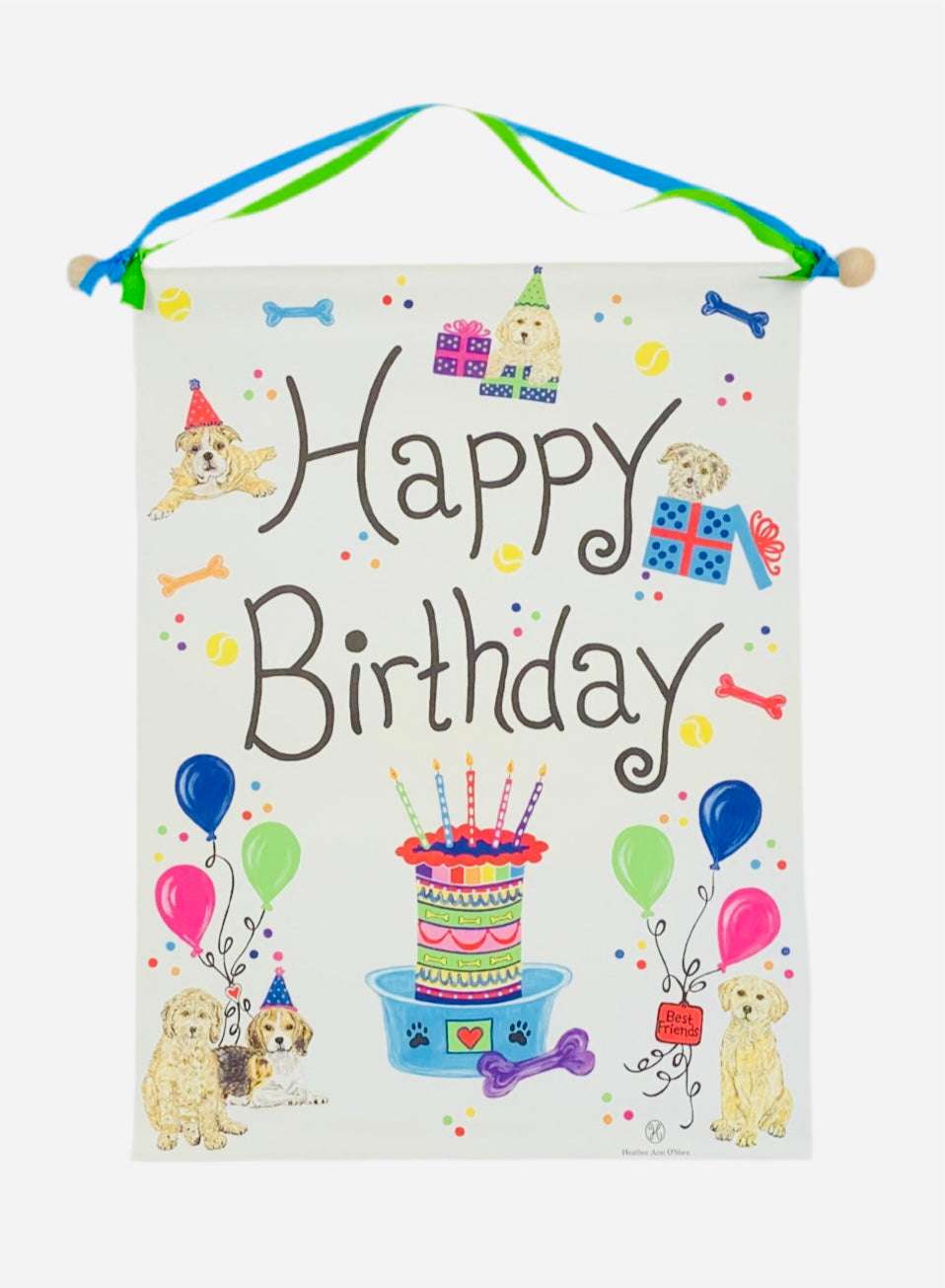 Happy Birthday Dog Banner - Jennie Dots