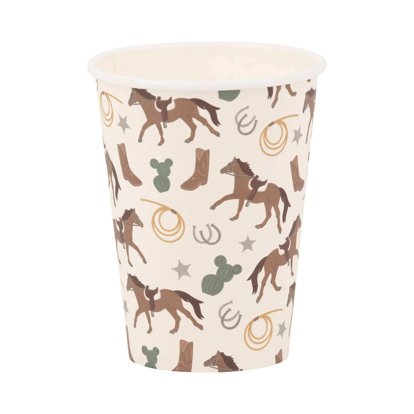 Cowboy-themed Howdy Paper Party Cup with playful icons.