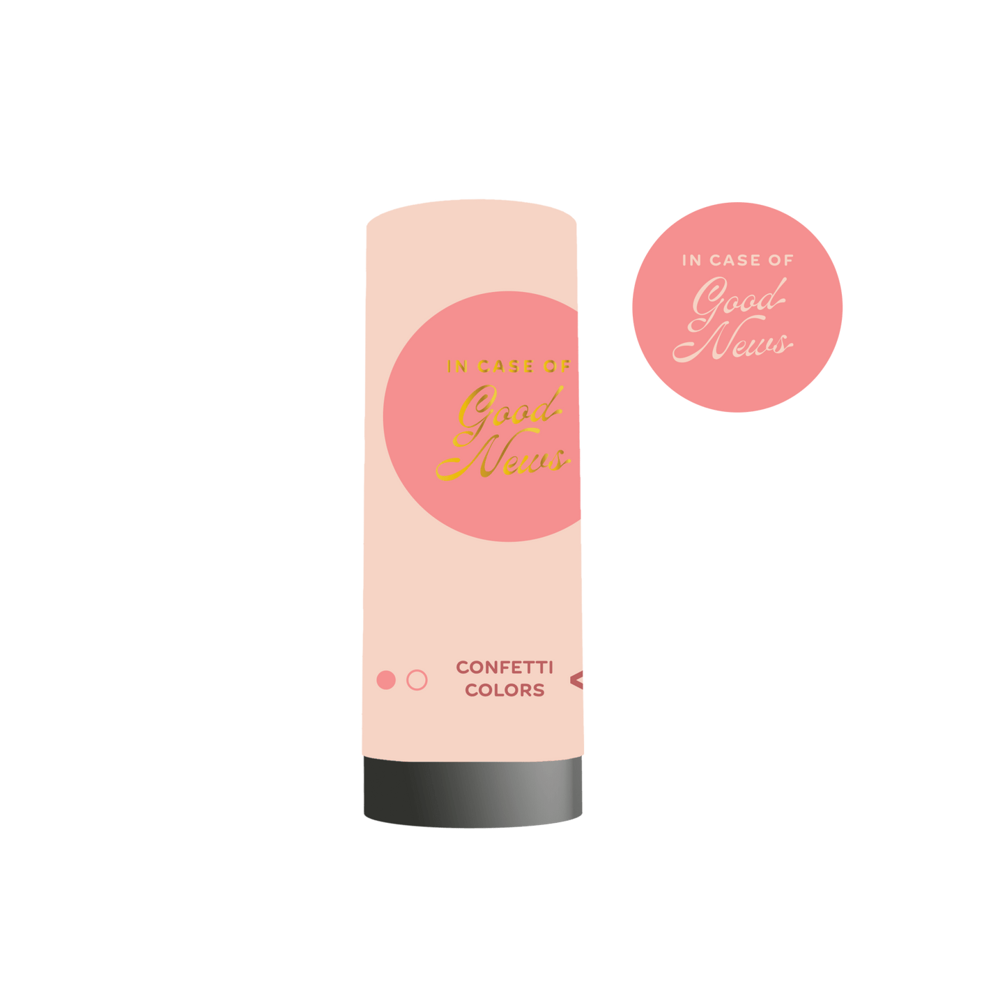 Good News Popper with pink and gold accents confetti.