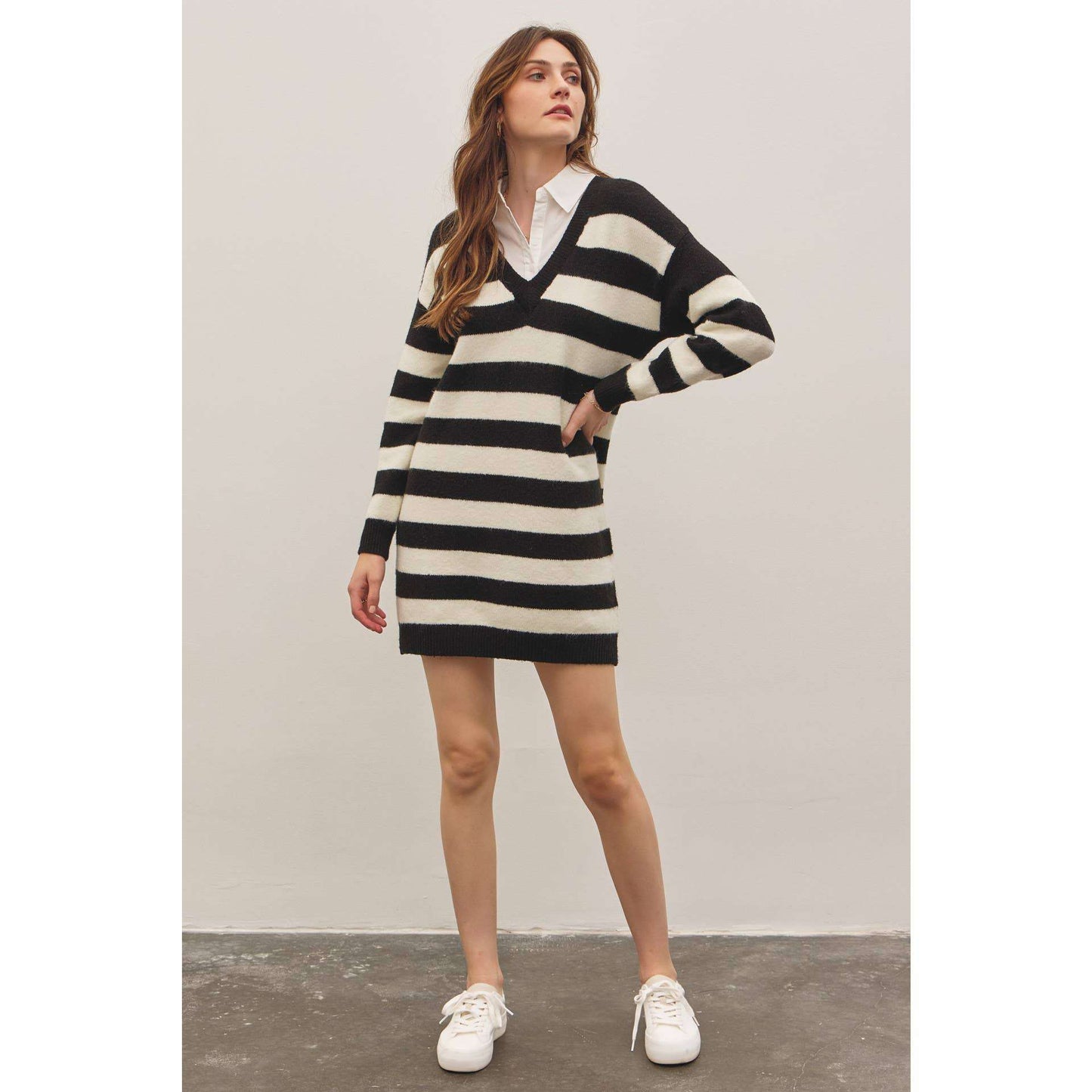 In February Mixed Media Soft Sweater Dress - Jennie Dots