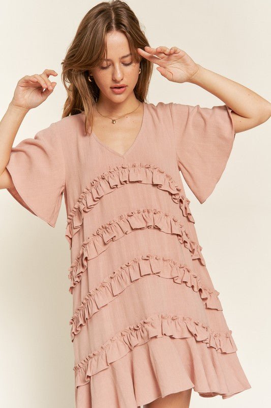 Jade by Jane TIERED RUFFLE MINI DRESS - Jennie Dots