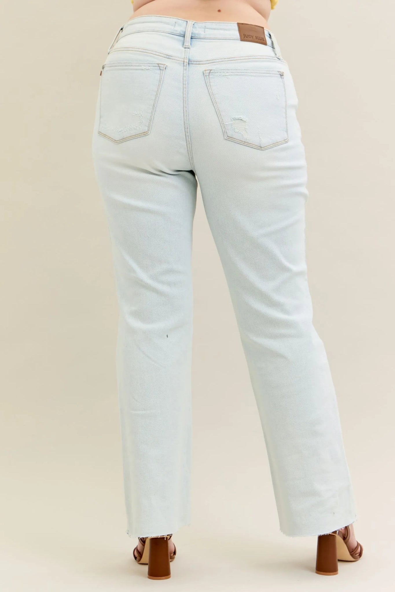 Judy Blue Full Size Destroy & Fray Hem Bootcut Jeans Plus Size - Jennie Dots