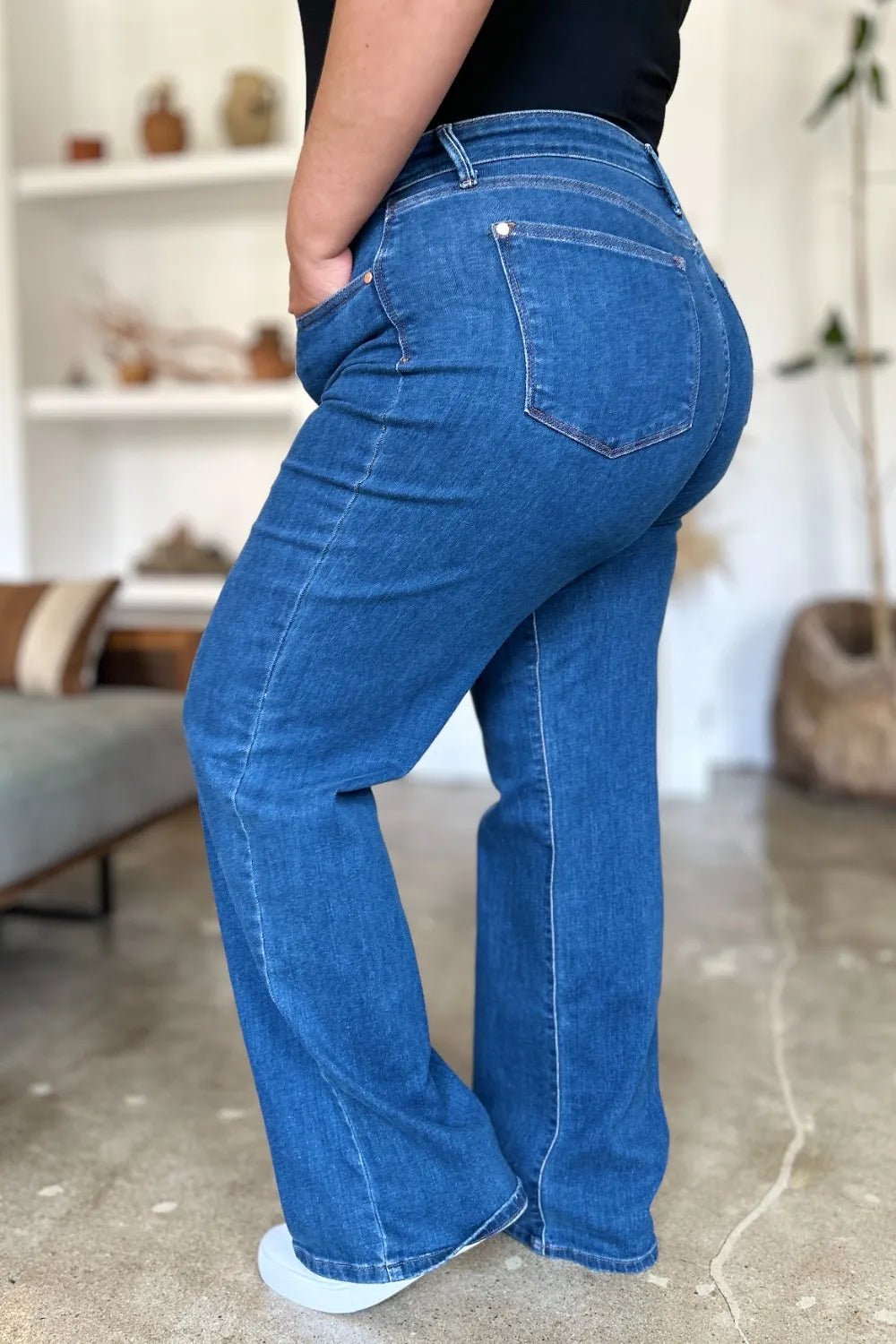 Judy Blue Full Size High Rise Straight Jeans - Jennie Dots
