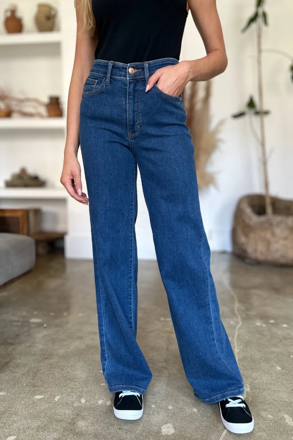 Judy Blue Full Size High Rise Straight Jeans - Jennie Dots