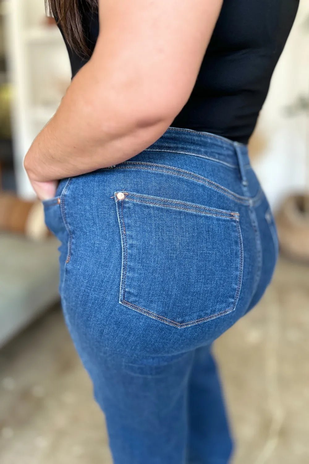 Judy Blue Full Size High Rise Straight Jeans - Jennie Dots