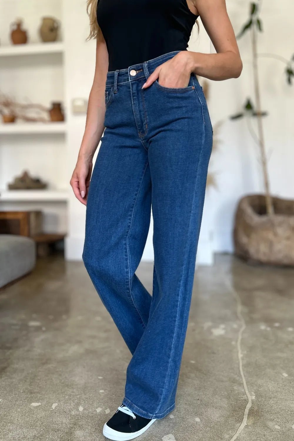 Judy Blue Full Size High Rise Straight Jeans - Jennie Dots