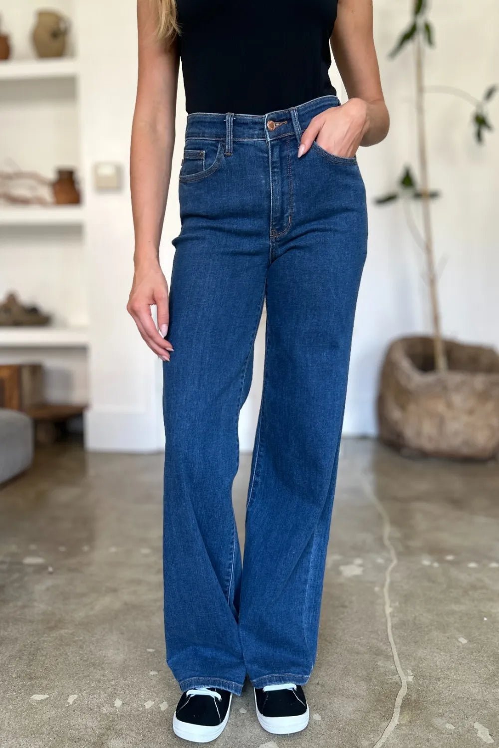 Judy Blue Full Size High Rise Straight Jeans - Jennie Dots
