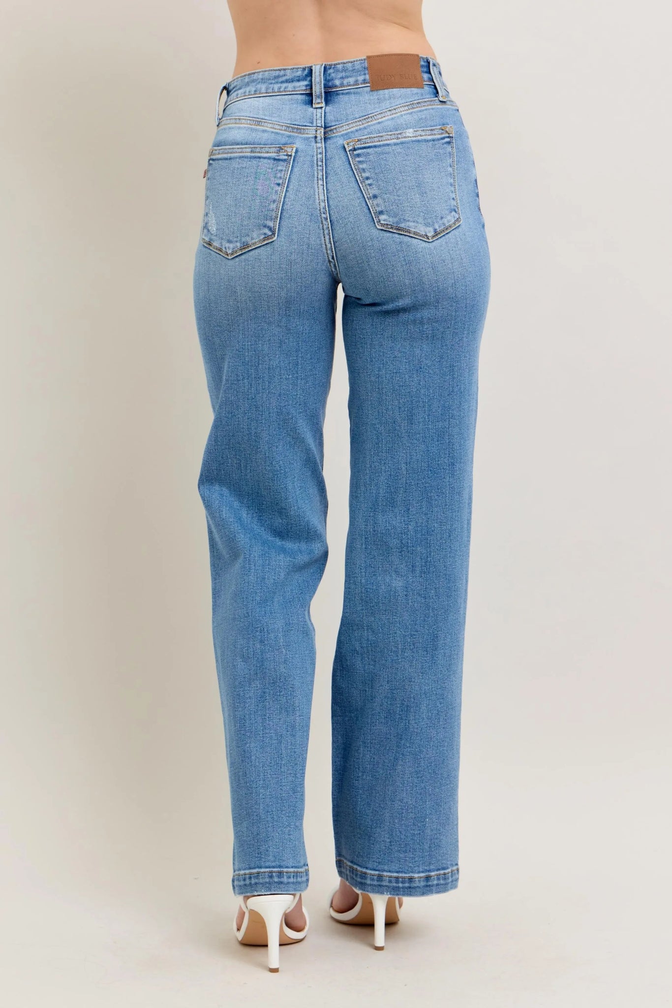Judy Blue Full Size High Waist Straight Jeans - Jennie Dots