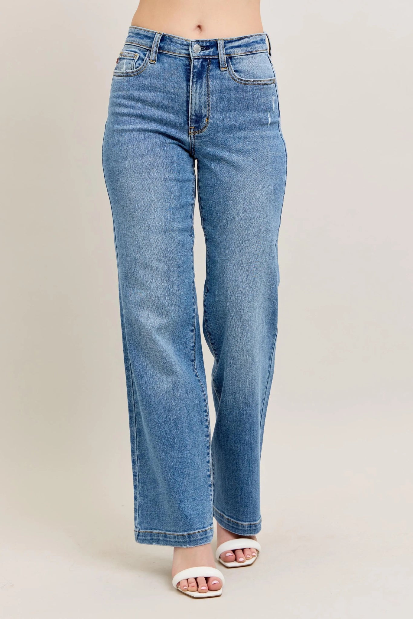 Judy Blue Full Size High Waist Straight Jeans - Jennie Dots