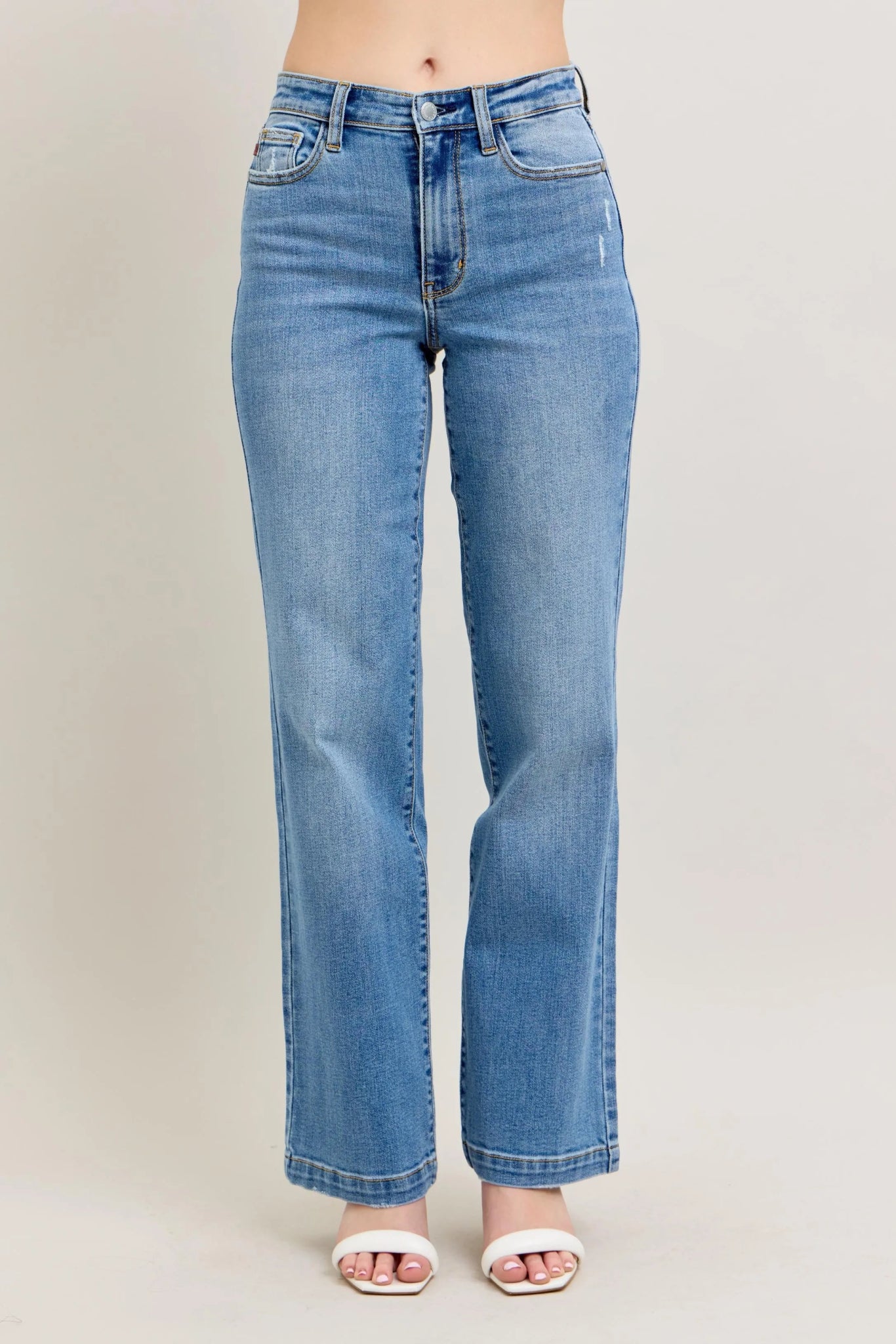 Judy Blue Full Size High Waist Straight Jeans - Jennie Dots