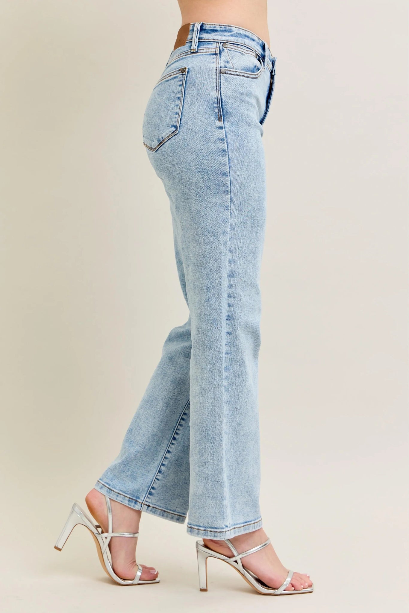 Judy Blue High Waist Stone Wash Straight Jeans - Jennie Dots
