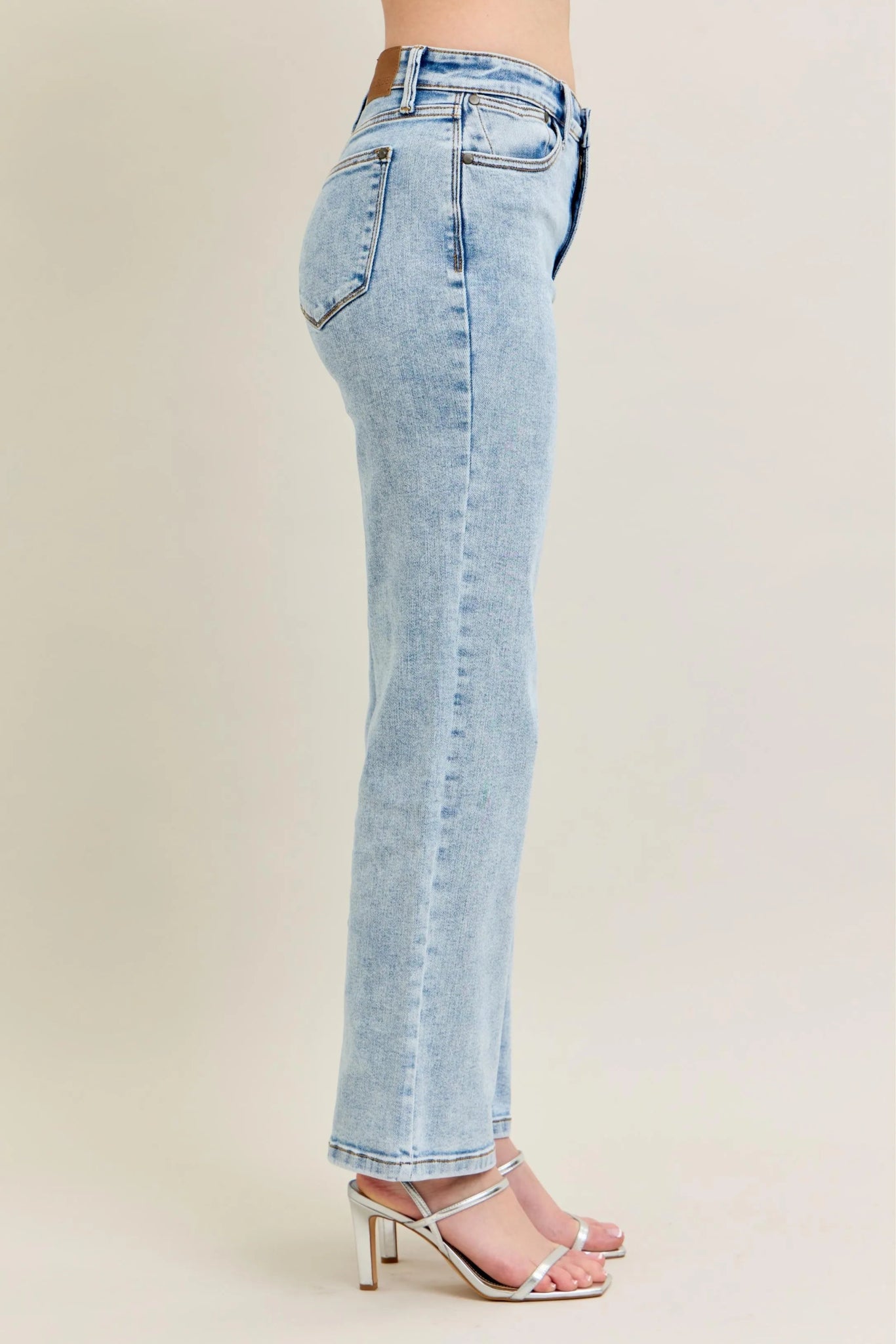 Judy Blue High Waist Stone Wash Straight Jeans - Jennie Dots