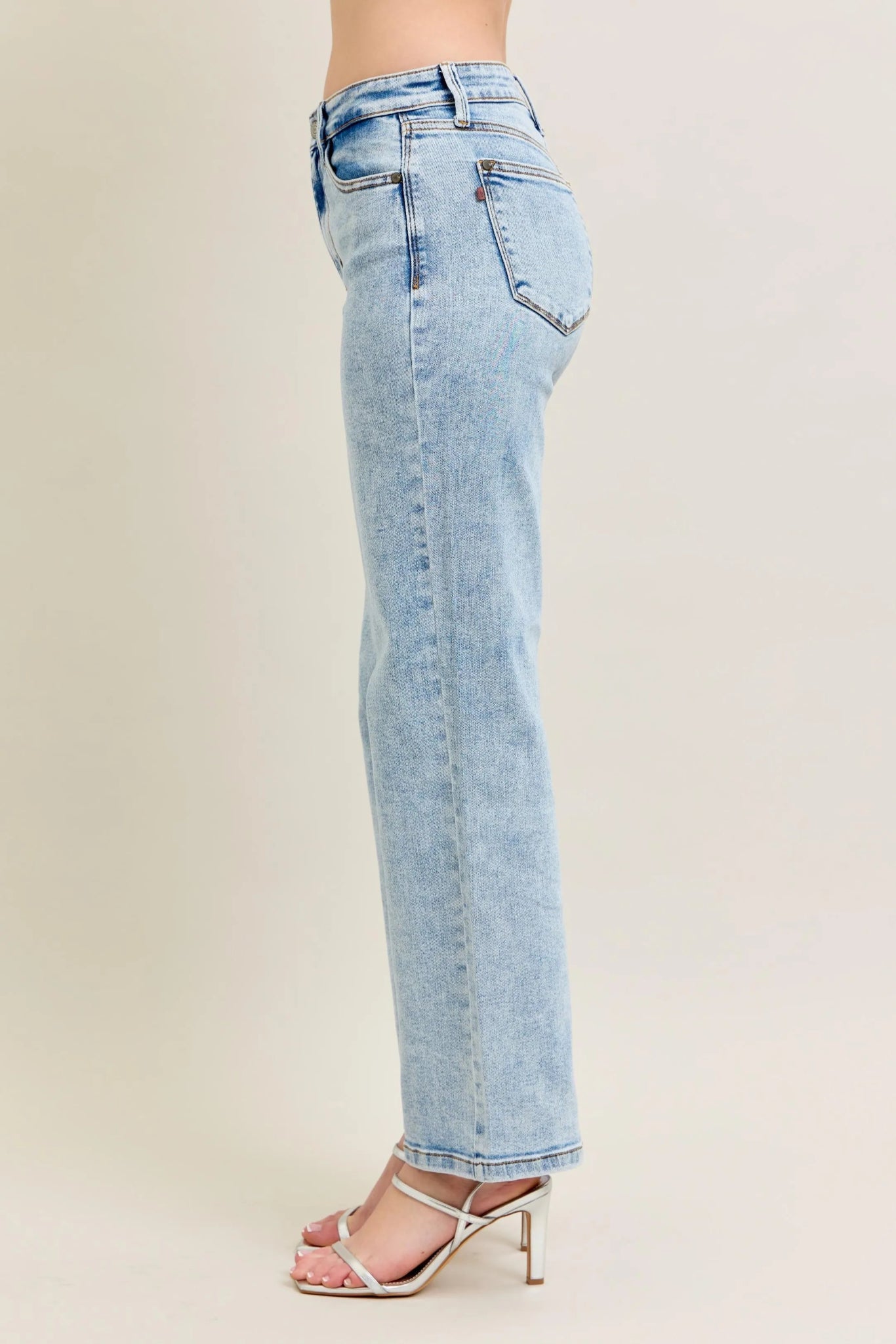 Judy Blue High Waist Stone Wash Straight Jeans - Jennie Dots