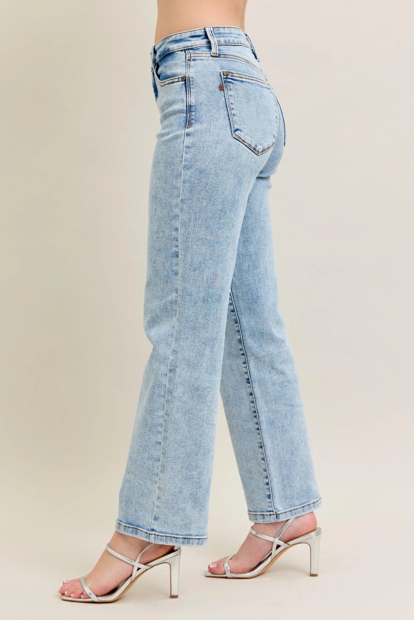 Judy Blue High Waist Stone Wash Straight Jeans - Jennie Dots