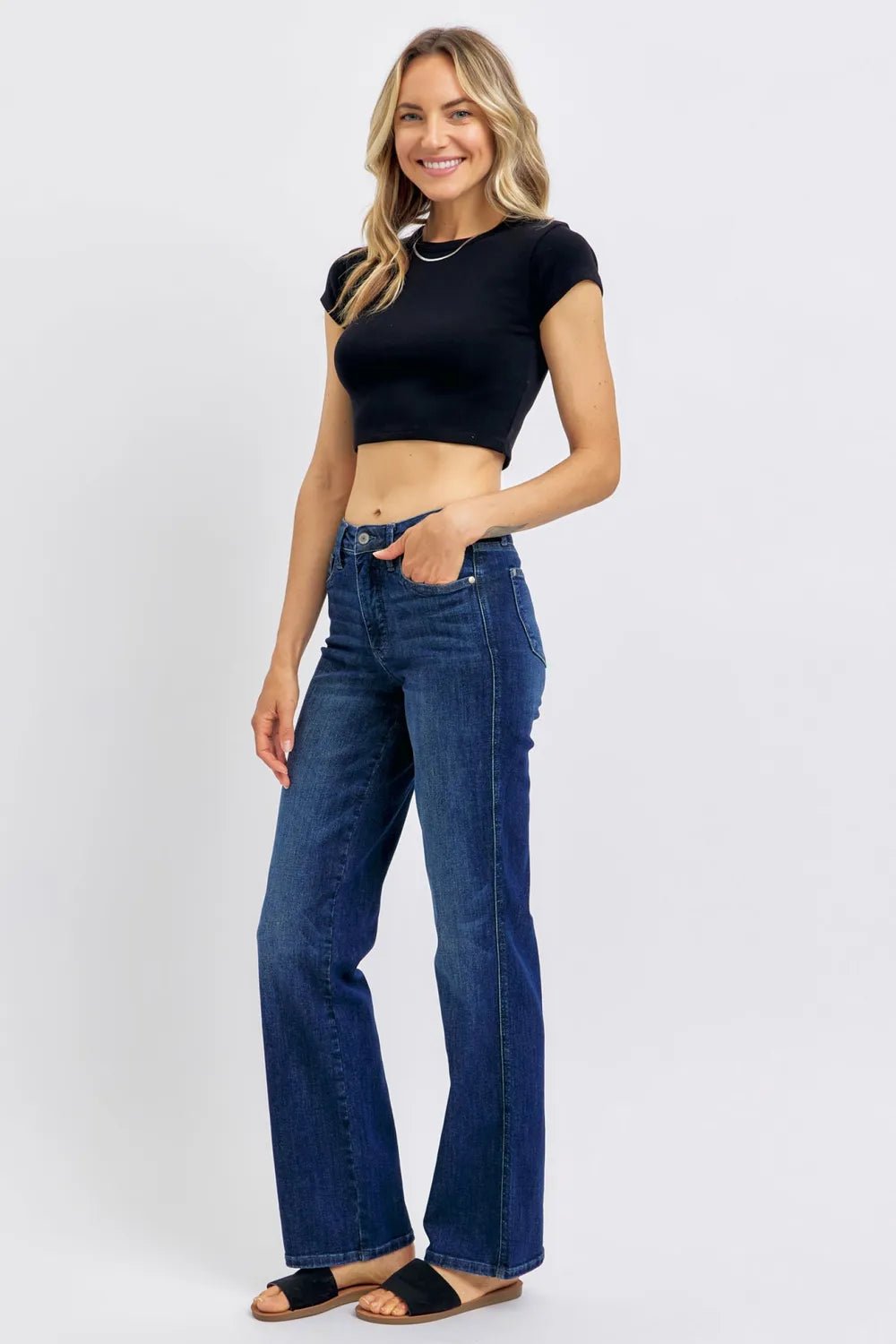 Judy Blue Tummy Control Straight Jeans - Jennie Dots