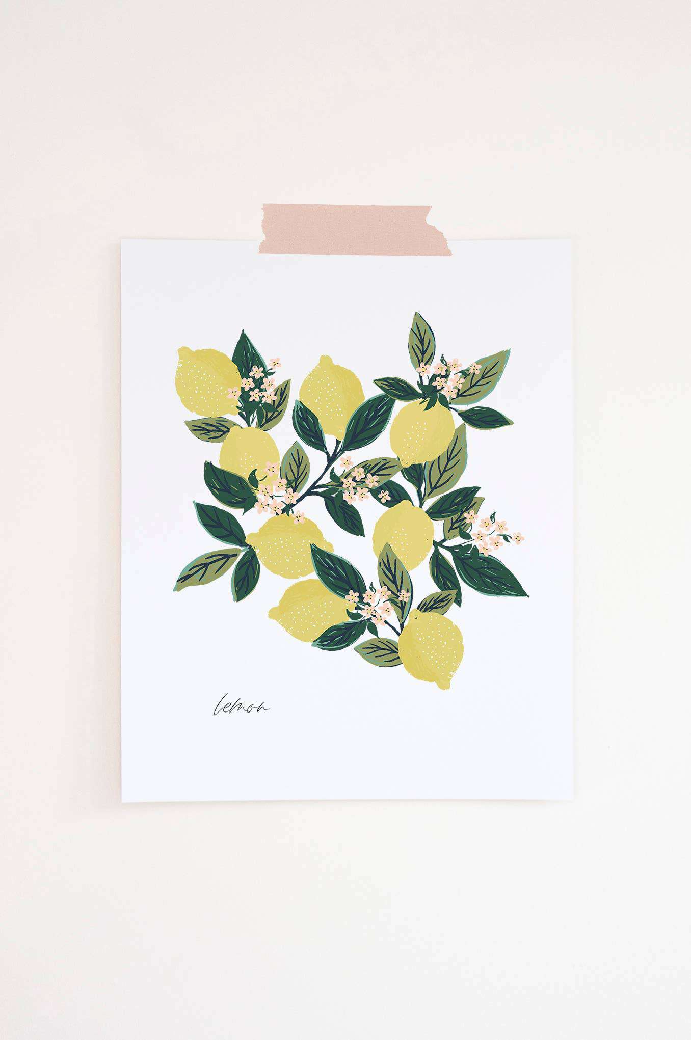 Lemon tree print on eggshell card stock, 8x10 illustration by Cassidy Demkov.