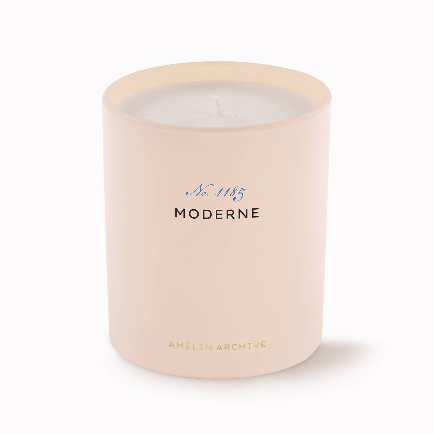 Elegant Moderne Candle in cream glass vessel with vintage-inspired design.