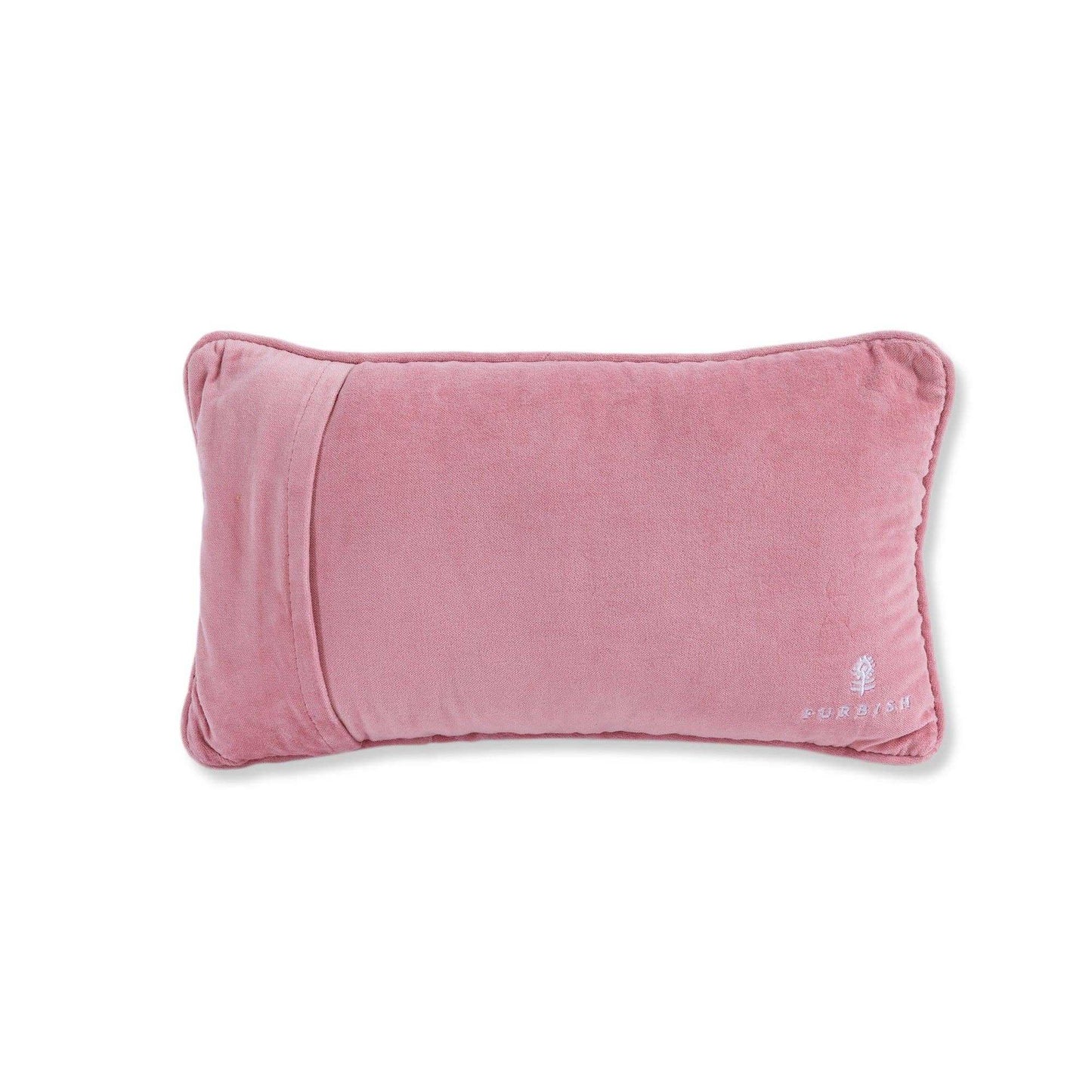 Light pink Not Needy Needlepoint Pillow with velvet backing, measuring 9" x 15".