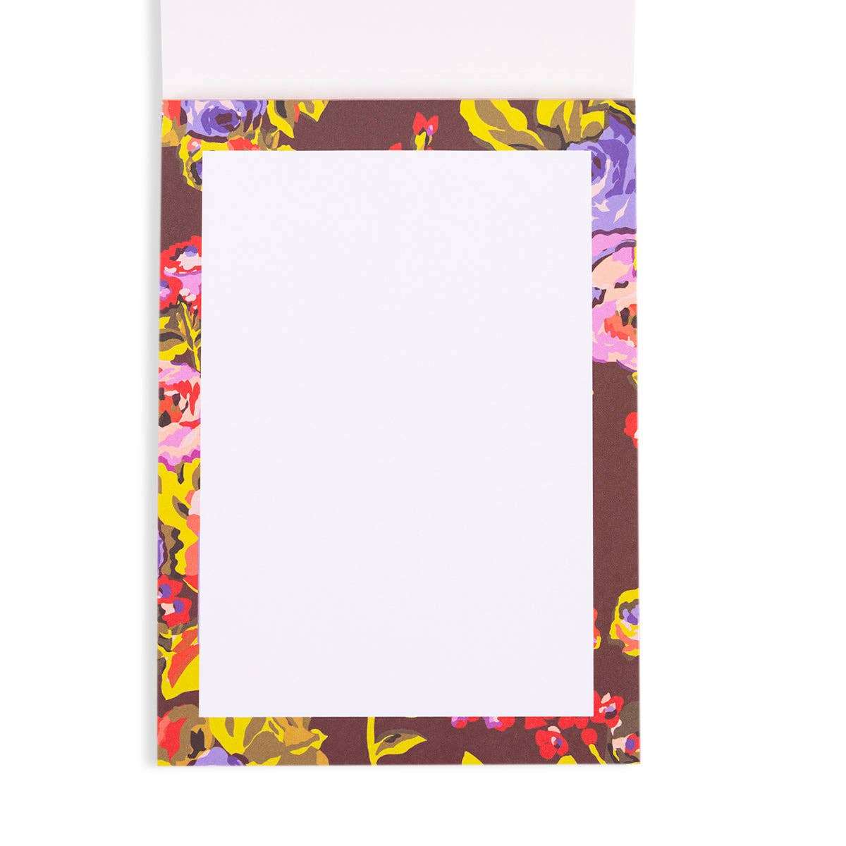 Colorful tear off notepad with floral border design.