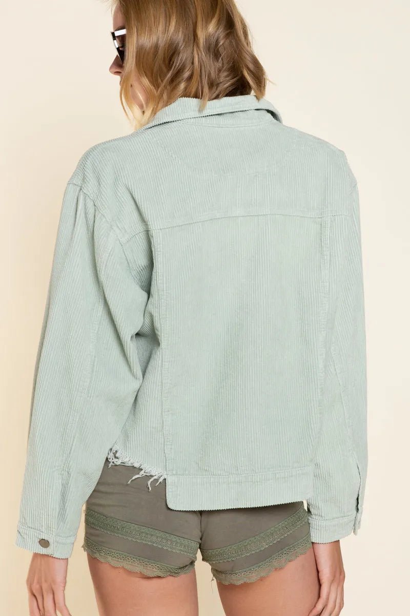 POL Button Down Corduroy Trucker Jacket - Jennie Dots