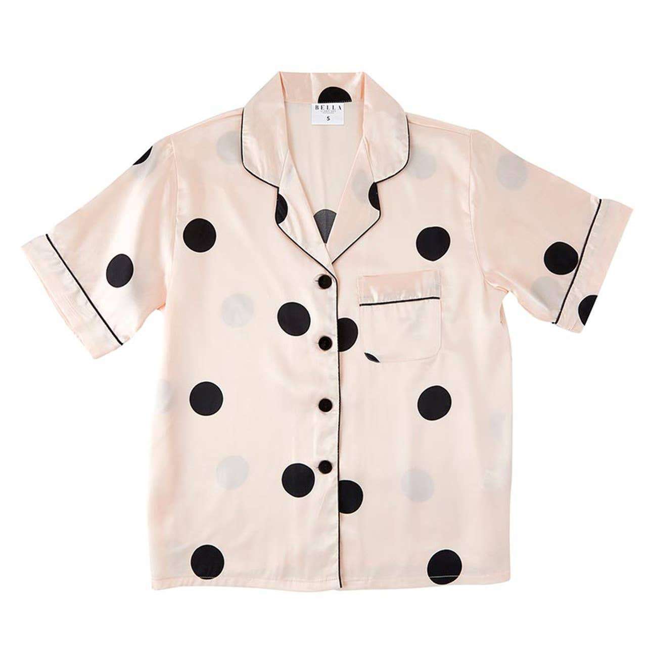 Polka Dot Satin Two - Piece PJ Set - Blush - Jennie Dots
