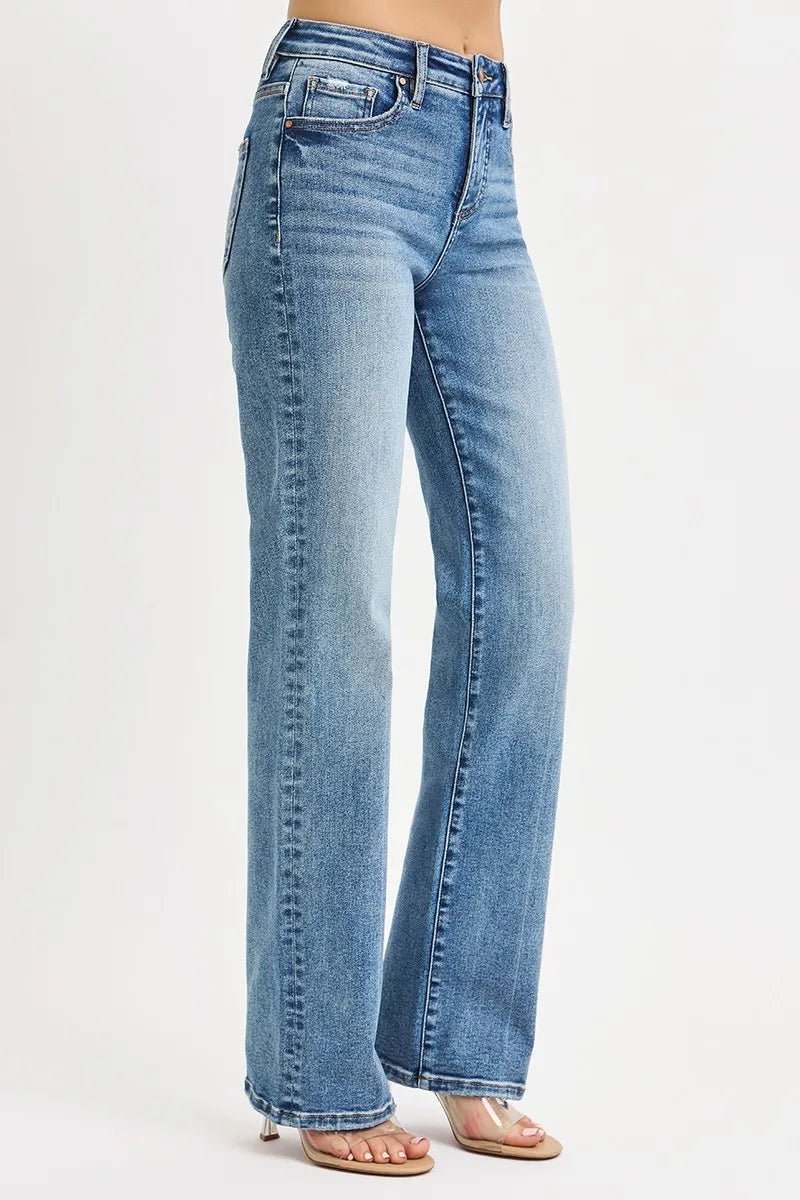 RISEN Full Size Tummy Control High Rise Straight Jeans Plus Size - Jennie Dots