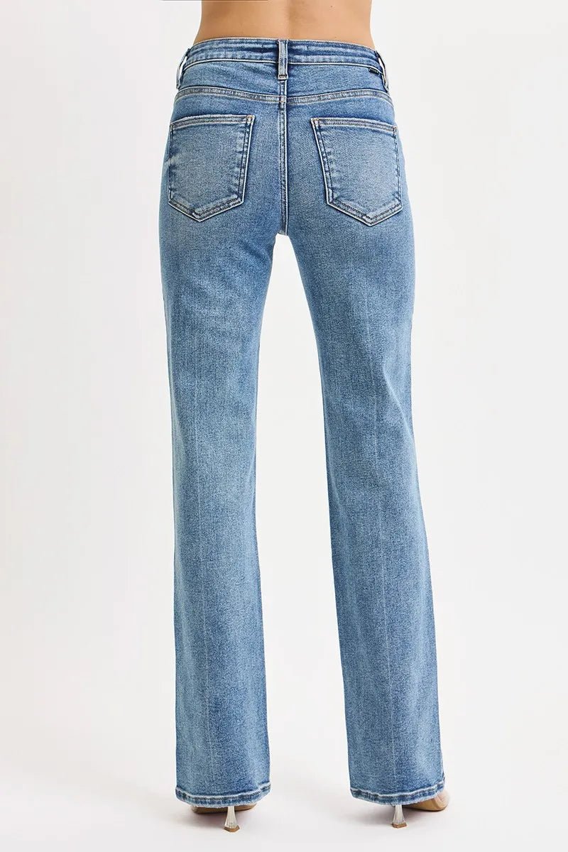 RISEN Full Size Tummy Control High Rise Straight Jeans Plus Size - Jennie Dots