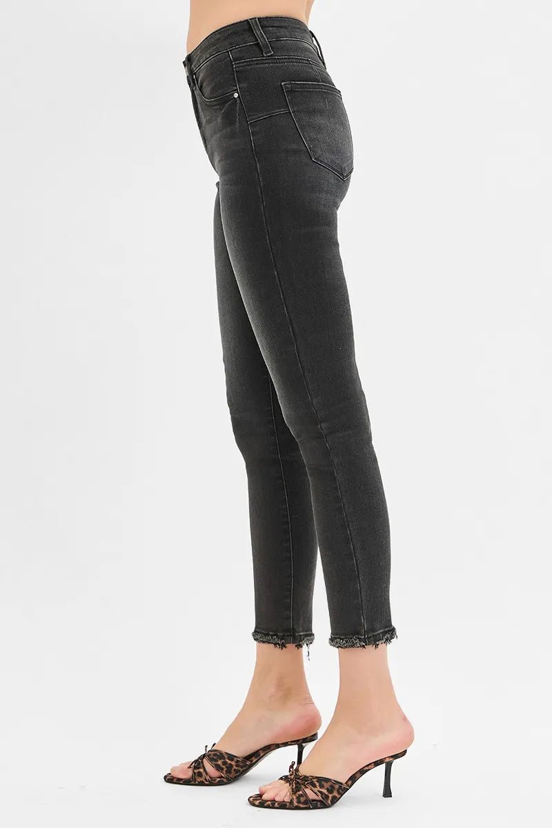 RISEN Full Size Tummy Control Mid Rise Crop Skinny Jeans Plus Size - Jennie Dots