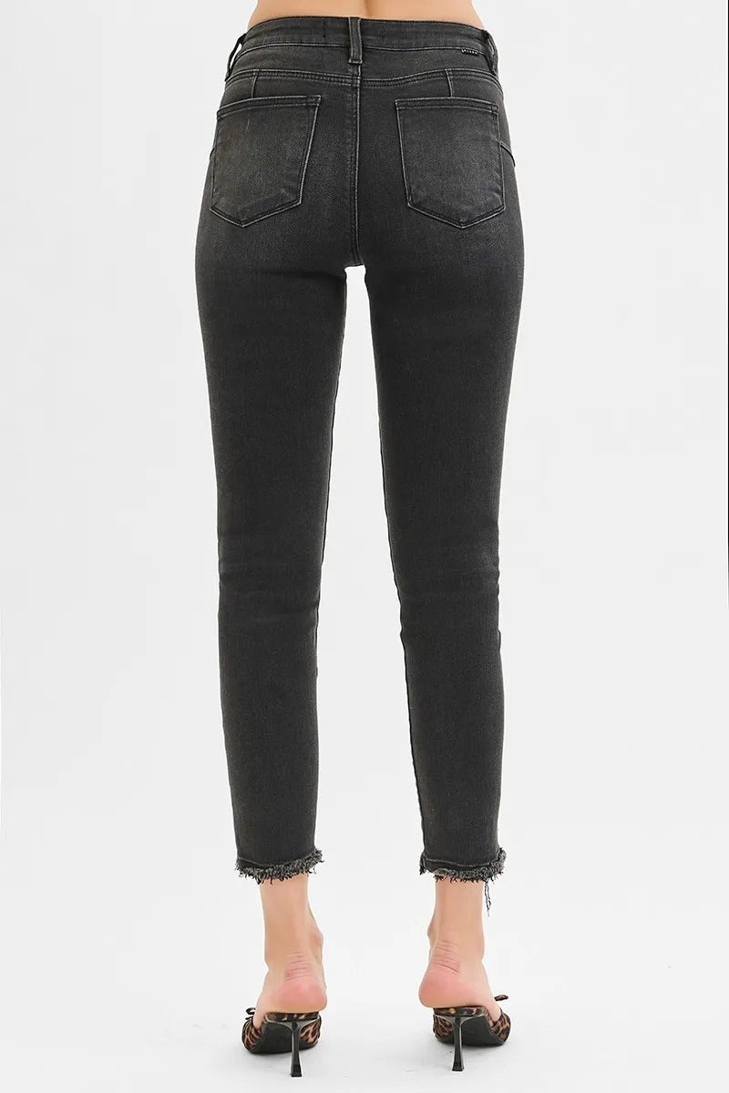 RISEN Full Size Tummy Control Mid Rise Crop Skinny Jeans Plus Size - Jennie Dots