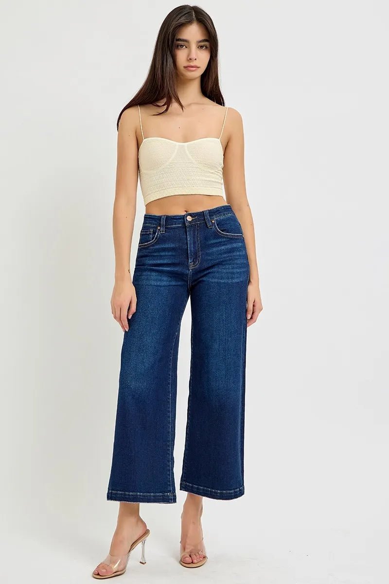RISEN High Rise Crop Wide Jeans - Jennie Dots
