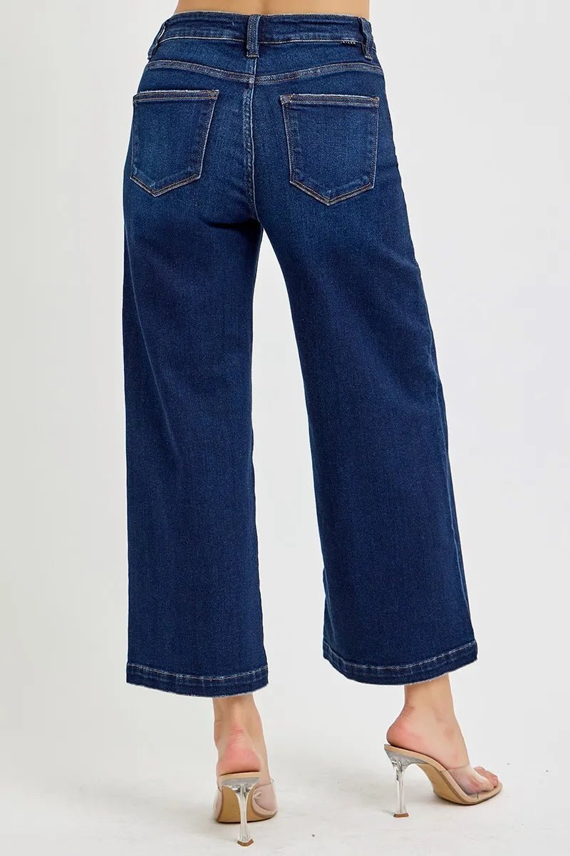 RISEN High Rise Crop Wide Jeans - Jennie Dots