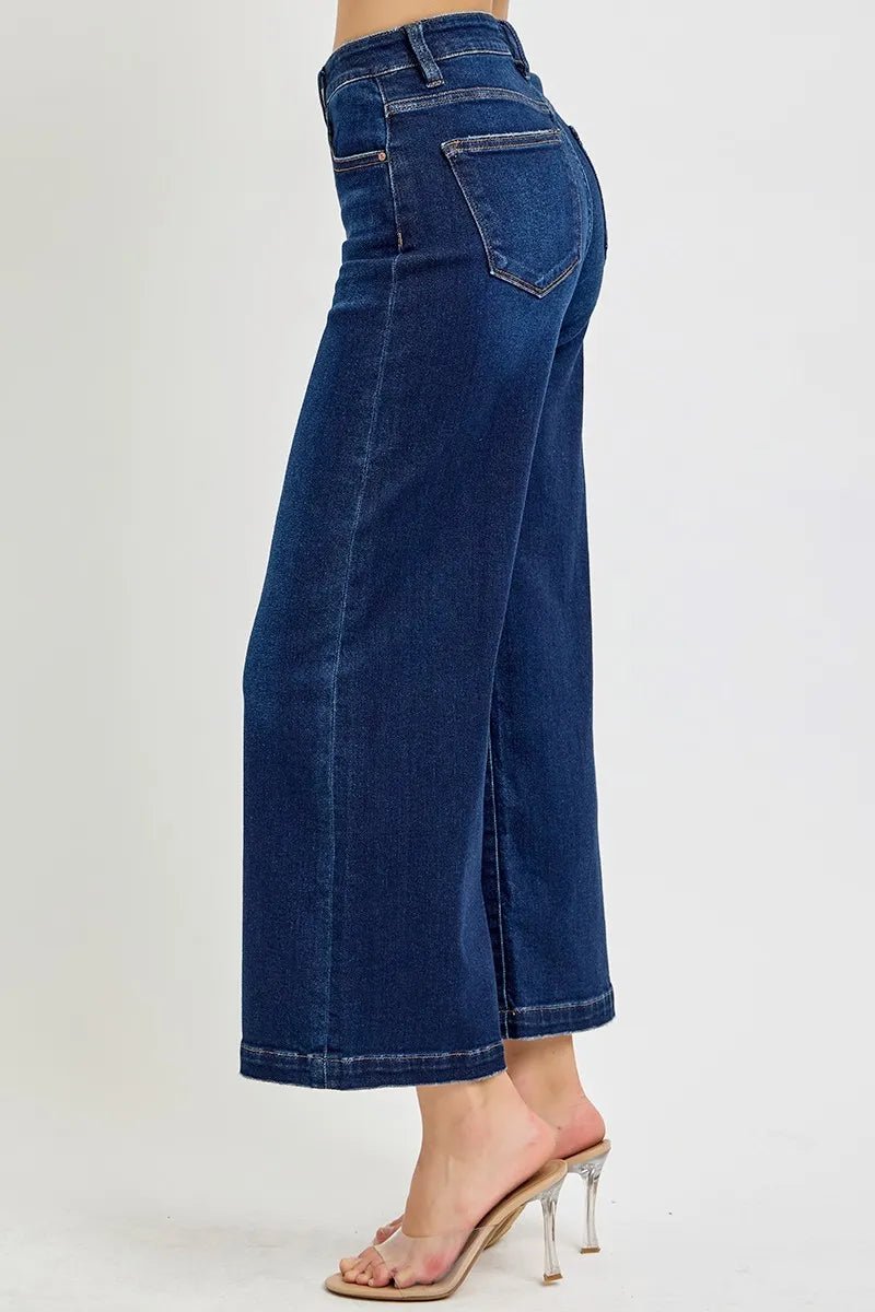 RISEN High Rise Crop Wide Jeans - Jennie Dots