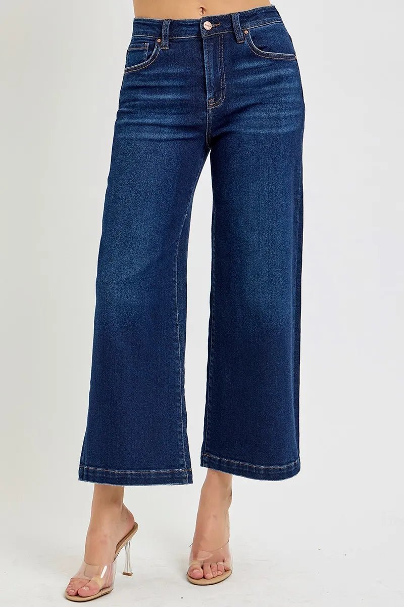 RISEN High Rise Crop Wide Jeans - Jennie Dots