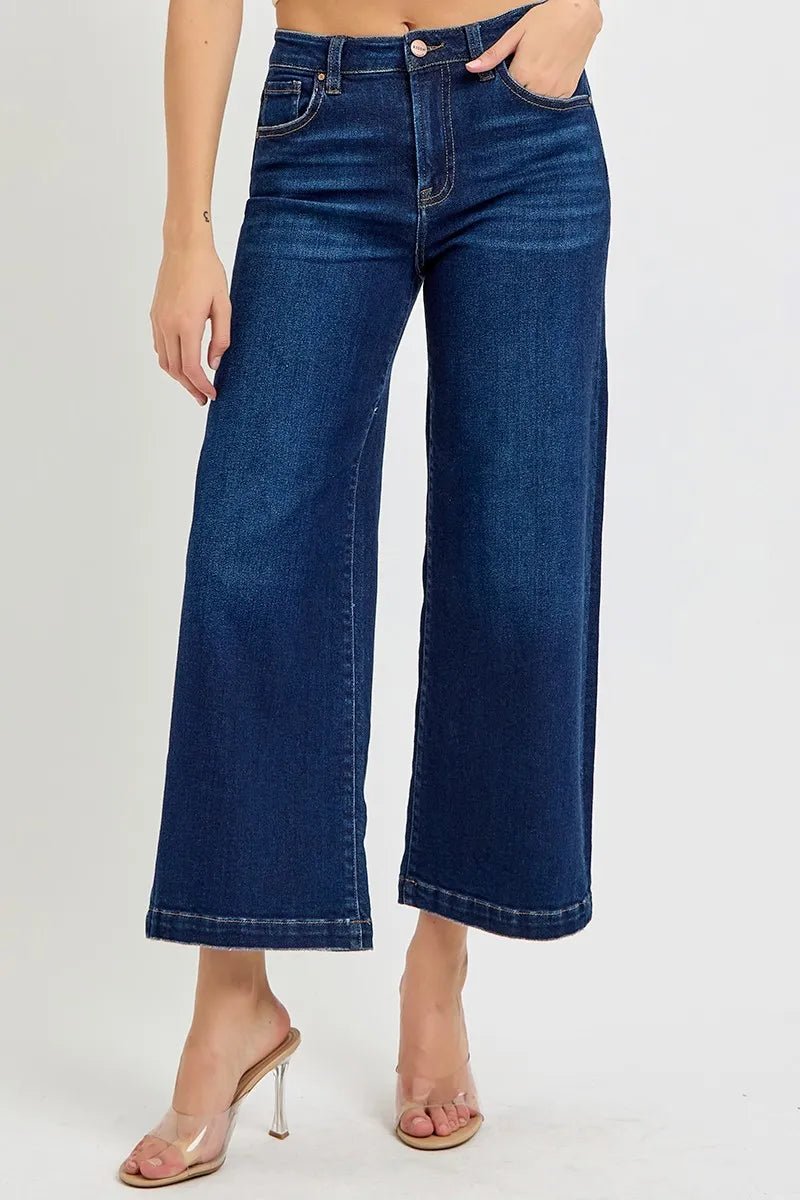 RISEN High Rise Crop Wide Jeans - Jennie Dots