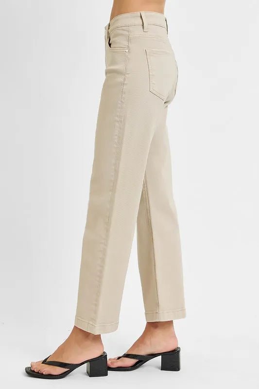 RISEN Tummy Control Mid Rise Ankle Straight Jeans - Jennie Dots