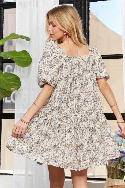 Sample - The Floral Square Neck Puff Sleeve Dress - Jennie Dots