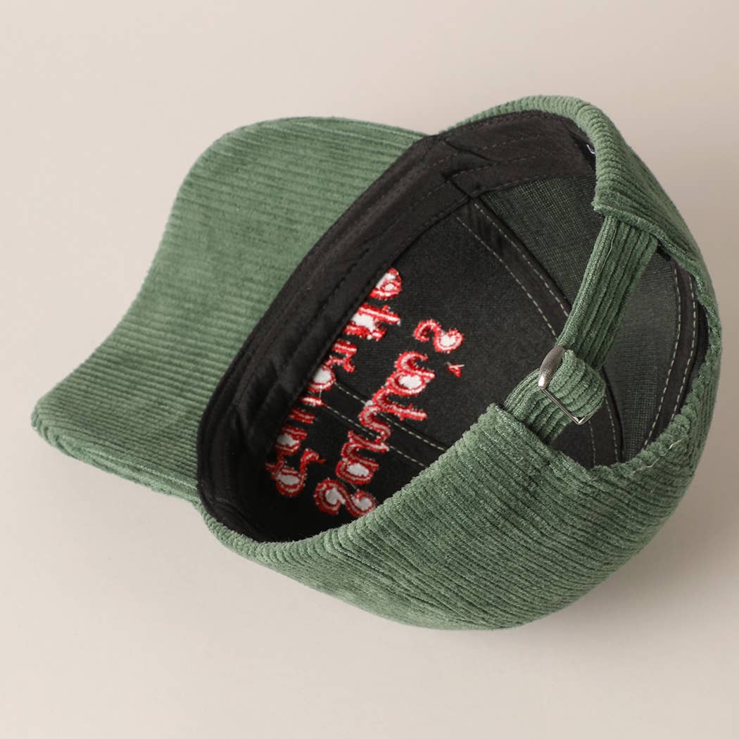 Santa's Favorite Embroidery Corduroy Cap - Jennie Dots