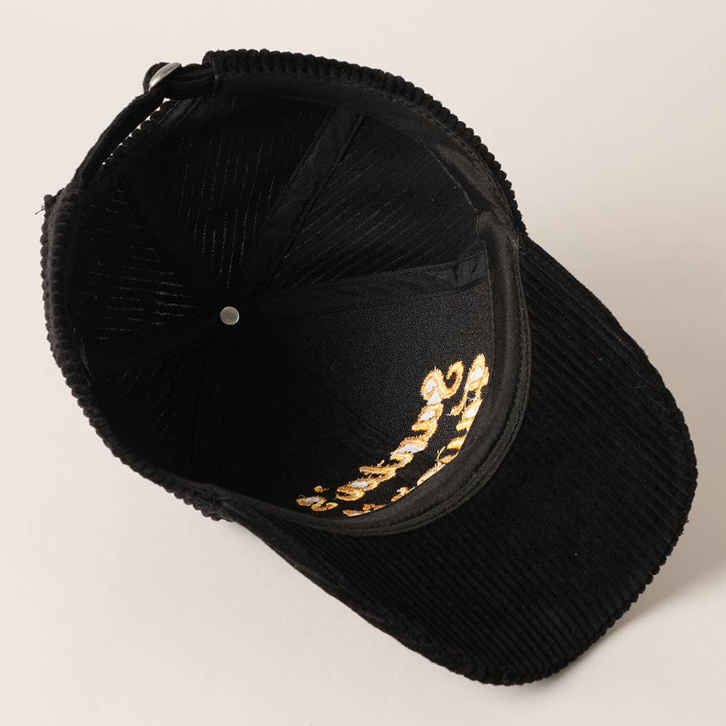 Santa's Favorite Embroidery Corduroy Cap - Jennie Dots