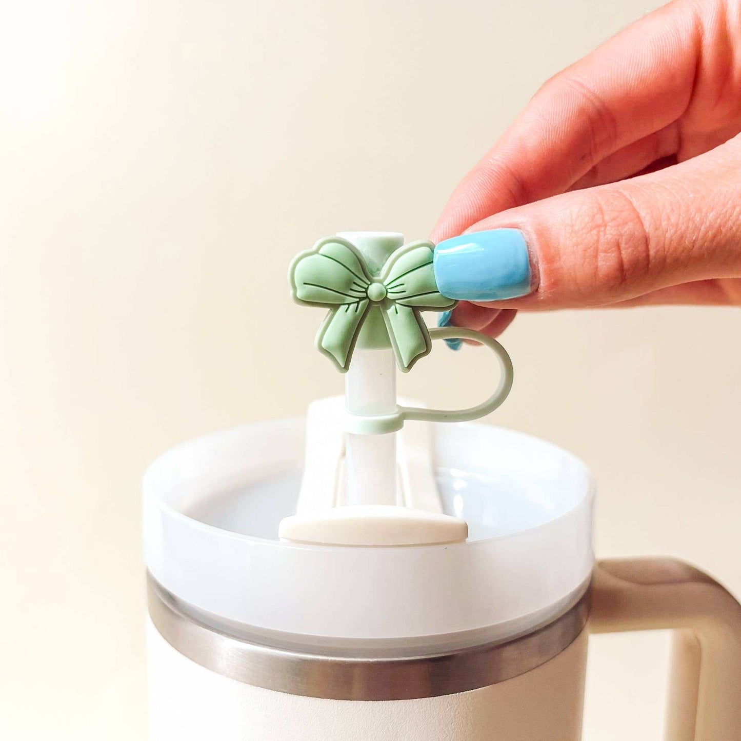 Cool Mint Silicone Straw Topper Set for 10mm Straws, Leak-Resistant, Flexible Design