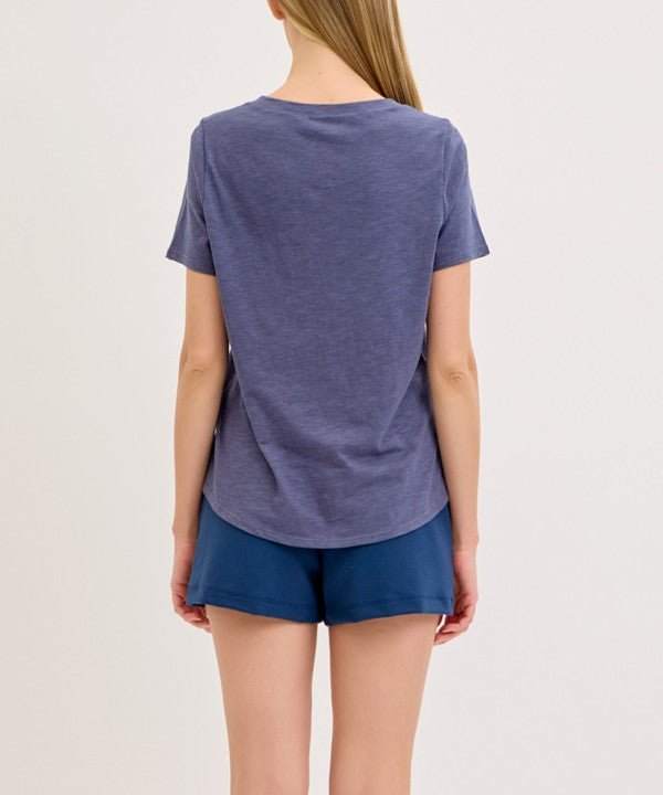 Studio Ko Bamboo Cotton Slub V Neck Shirt - Jennie Dots