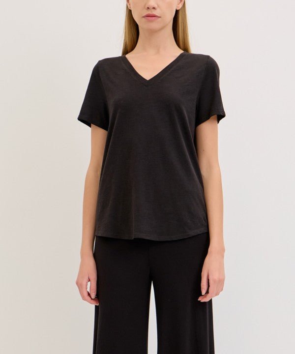 Studio Ko Bamboo Cotton Slub V Neck Shirt - Jennie Dots