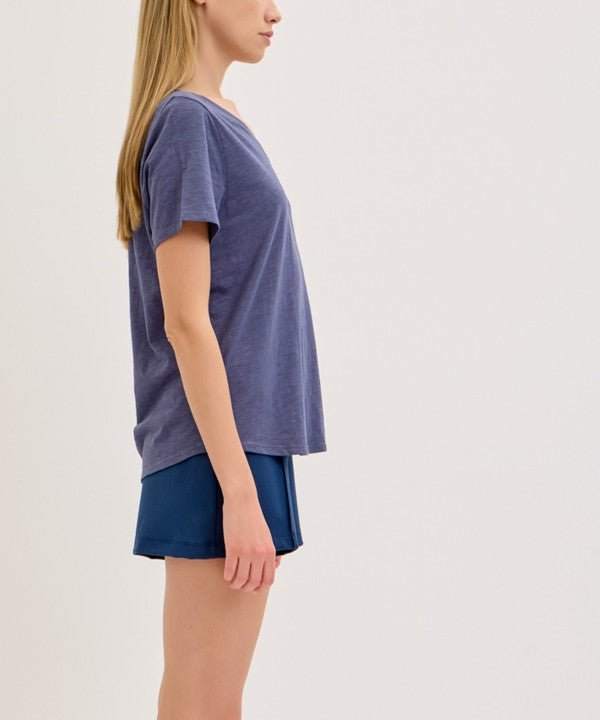 Studio Ko Bamboo Cotton Slub V Neck Shirt - Jennie Dots